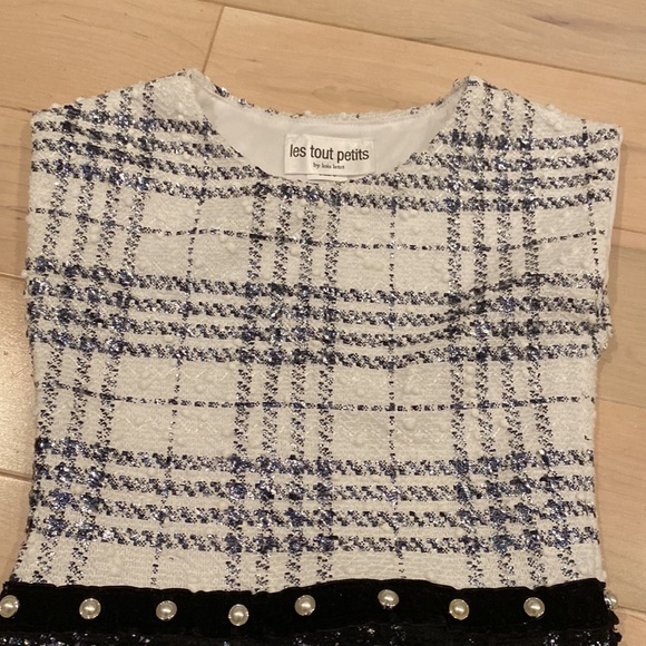 Les Tout Petits made in usa girls silver shimmer white black Pearl waist dress - Picture 5 of 13